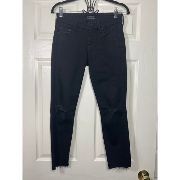 Mother Denim Womens 25 The Looker Skinny Leg Ankle Fray Guilty as Sin Black Jean - Picture 2 of 11